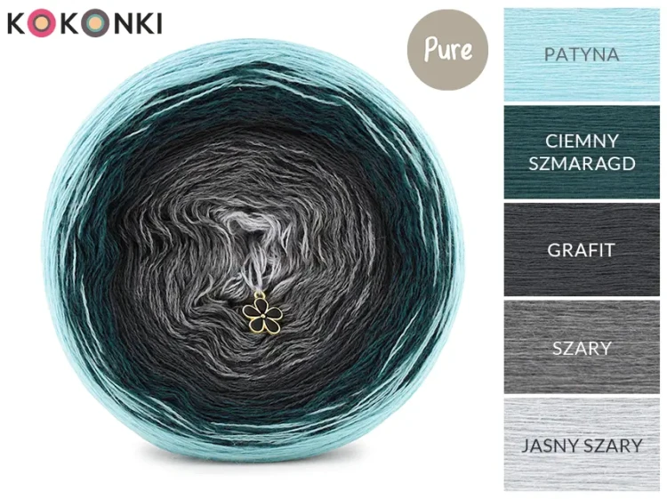 KOKONEK Pure P225 - Patyna/ciemny szmaragd/grafit/szary/jasny szary