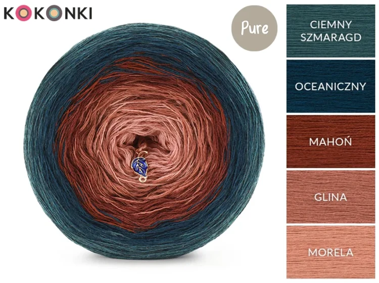 KOKONEK Pure P226 - Ciemny szmaragd/oceaniczny/mahoń/glina/morela