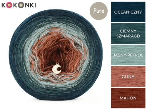 KOKONEK Pure P227 - Oceaniczny/ciemny szmaragd/jasny petrol/glina/mahoń
