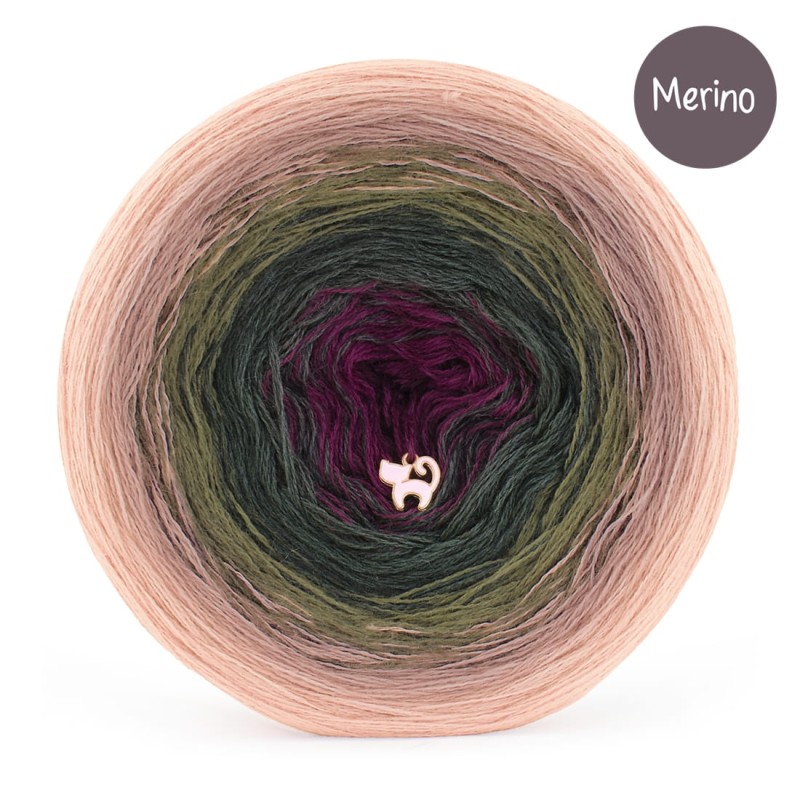 KOKONEK_Merino 841 - Łososiowy/zgaszona morela/khaki/ciemne khaki/burak