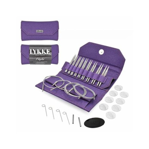 Zestaw KRÓTKICH drutów wymiennych Lykke Flight Purple 3.5" / 7.1 cm / 9 par drutów / 3.25 - 6.5 mm
