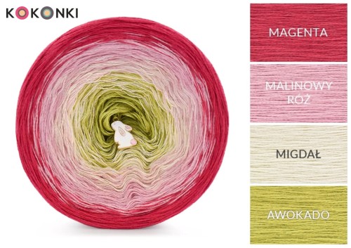 KOKONEK_NATURE NT566 Cherry pie - Magenta/malinowy róż/migdał/awokado
