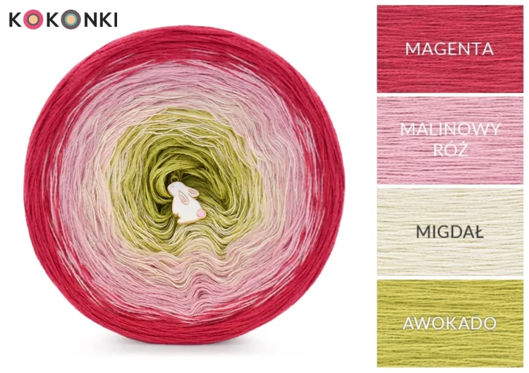 KOKONEK_NATURE NT566 Cherry pie - Magenta/malinowy róż/migdał/awokado