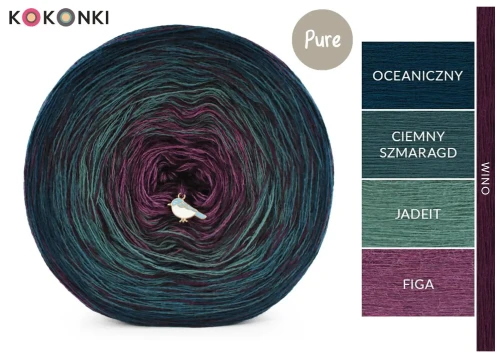 KOKONEK Pure Rare PR005 - Oceaniczny/ciemny szmaragd/jadeit/figa + 1 nitka wino (3 nitki + 1)