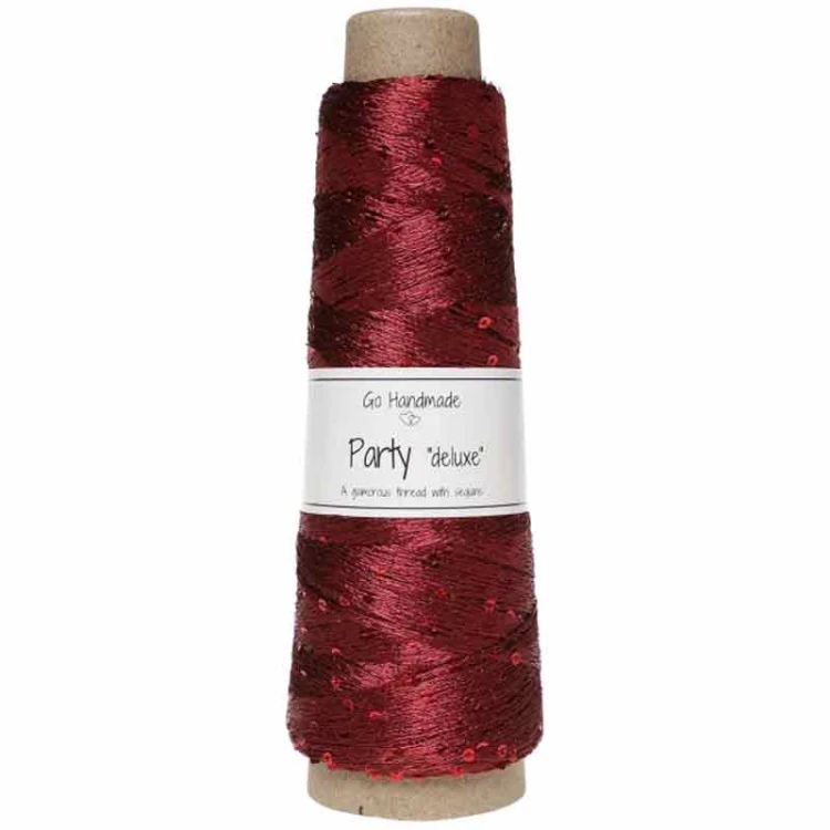 Włóczka / nić  z cekinami Go Handmade Party "deluxe" 18154 / burgund