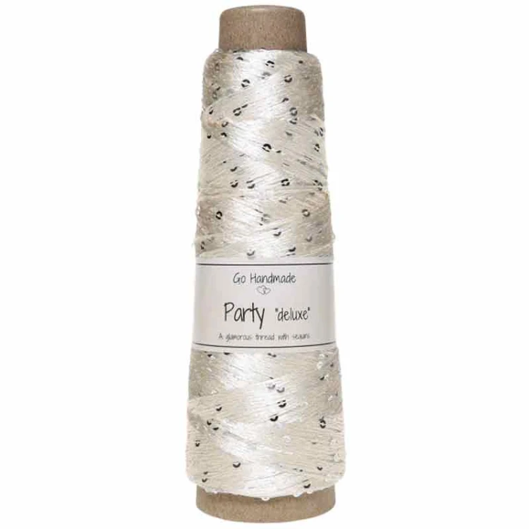 Włóczka / nić  z cekinami Go Handmade Party "deluxe" 18176 / krem