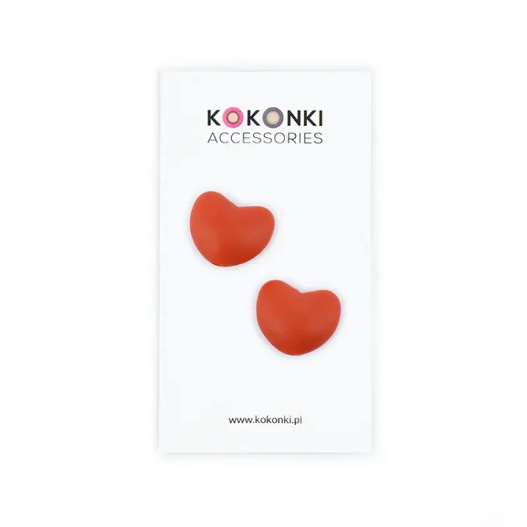 Stopery do drutów Kokonki Accessories / serduszko / czerwień / 2 szt.