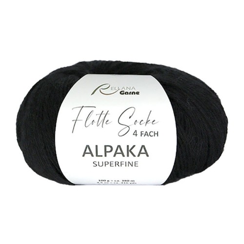 Włóczka skarpetkowa Rellana 4-fach Alpaka Superfine 3133 / czerń