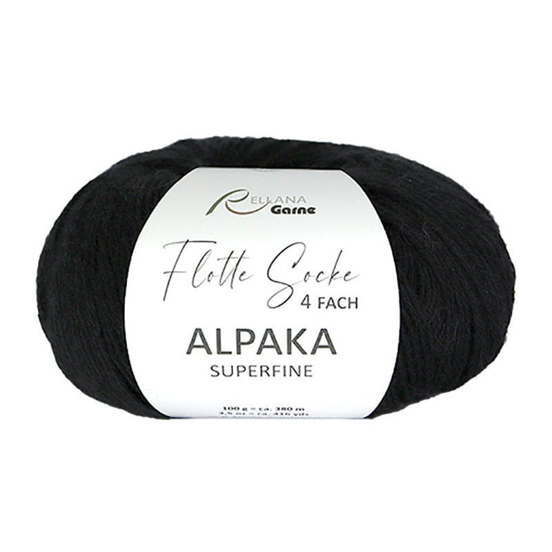 Włóczka skarpetkowa Rellana 4-fach Alpaka Superfine 3133 / czerń