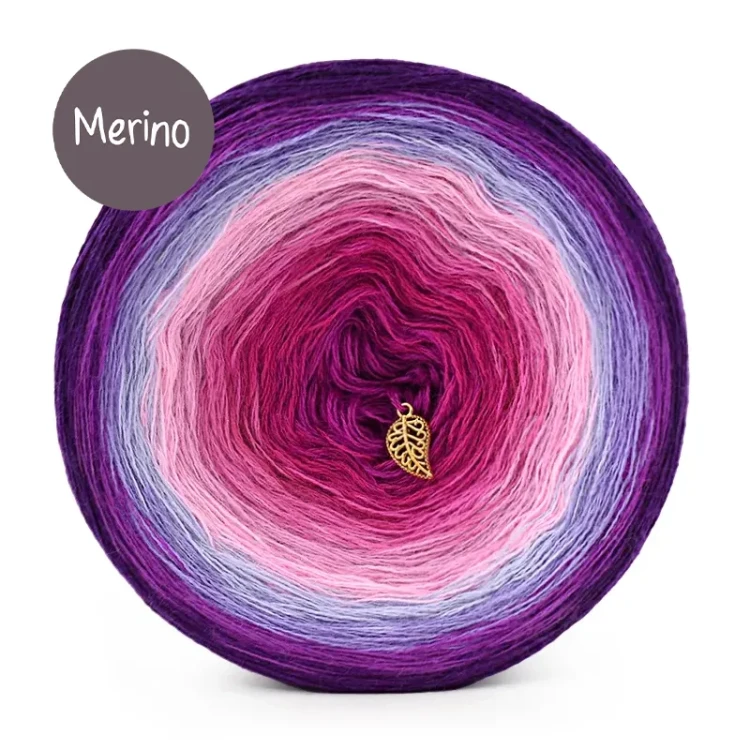 KOKONEK Merino 9K 02 - Śliwka/ciemny cyklamen/jasny fiolet/lawenda/landrynka/chłodny róż/piwonia/fuksja/jeżyna / 3 nitki / 1400 m / 300 g