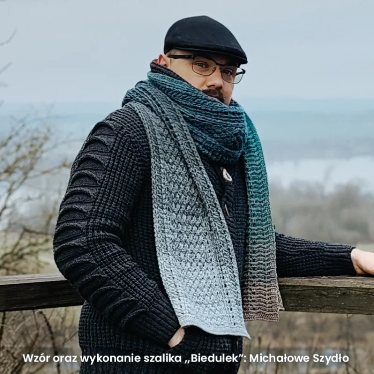 Wzór oraz wykonanie szalika: "Biedulek": Michałowe Szydło