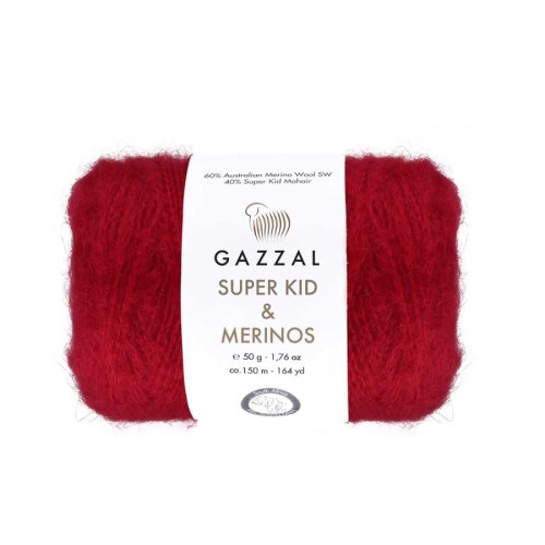 Włóczka Gazzal Super Kid Mohair & Merinos 61274 / ognista czerwień
