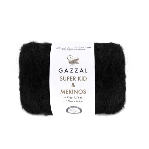Włóczka Gazzal Super Kid Mohair & Merinos 61275 / czerń