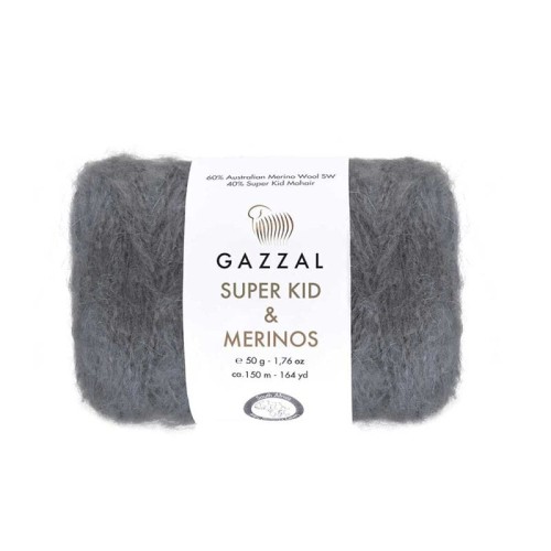 Włóczka Gazzal Super Kid Mohair & Merinos 61285 / ciemny szary
