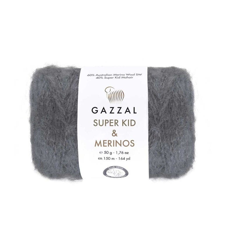 Włóczka Gazzal Super Kid Mohair & Merinos 61285 / ciemny szary