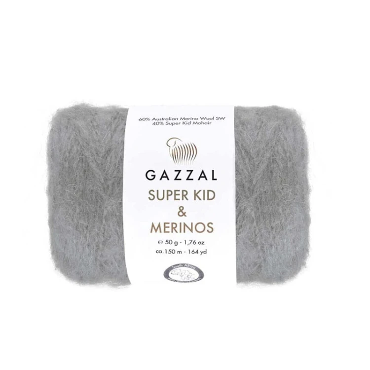 Włóczka Gazzal Super Kid Mohair & Merinos 61281 / szary