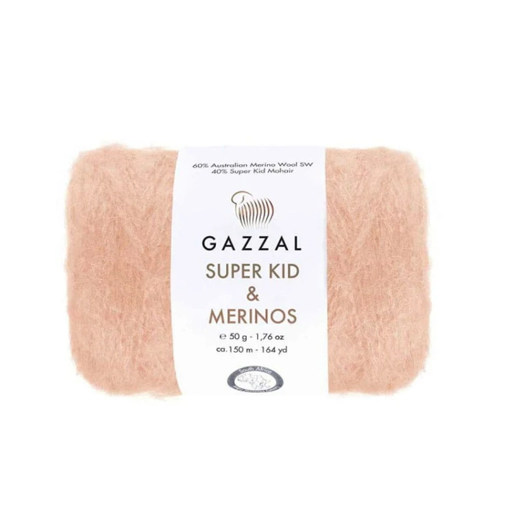 Włóczka Gazzal Super Kid Mohair & Merinos 61278 / jasna morela