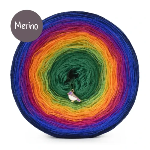 KOKONEK Merino 9K 09 - Granat/szafir/ciemny cyklamen/fuksja/pomarańcz/kurkuma/jasna zieleń/ absynt/malachit / 3 nitki / 1400 m / 300 g