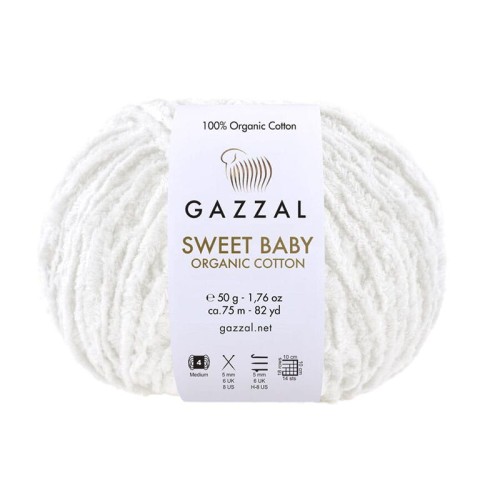 Włóczka Gazzal Sweet Baby Organic Cotton 2600 / biel