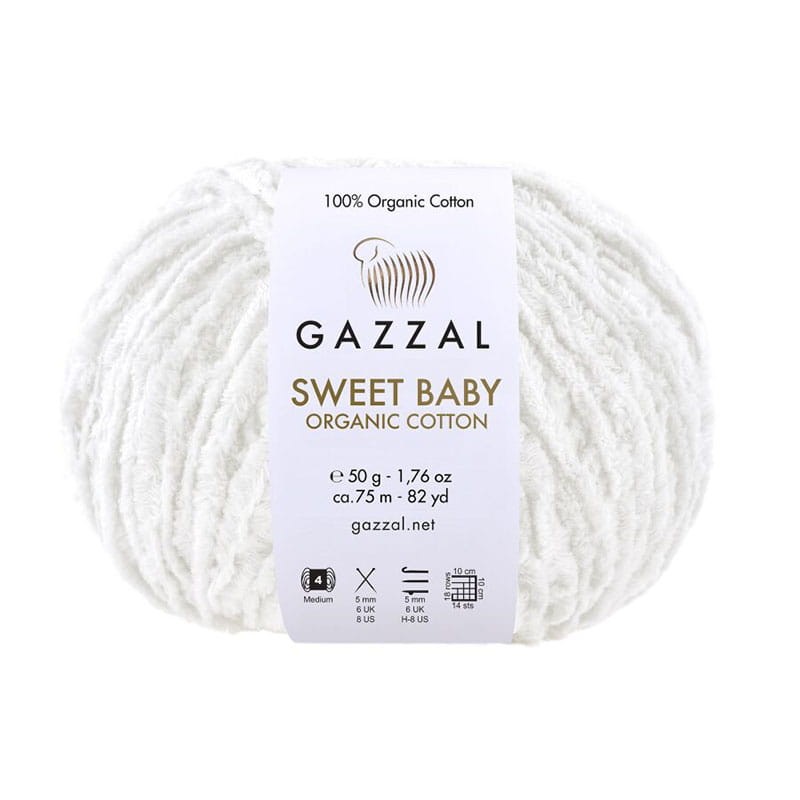 Włóczka Gazzal Sweet Baby Organic Cotton 2600 / biel