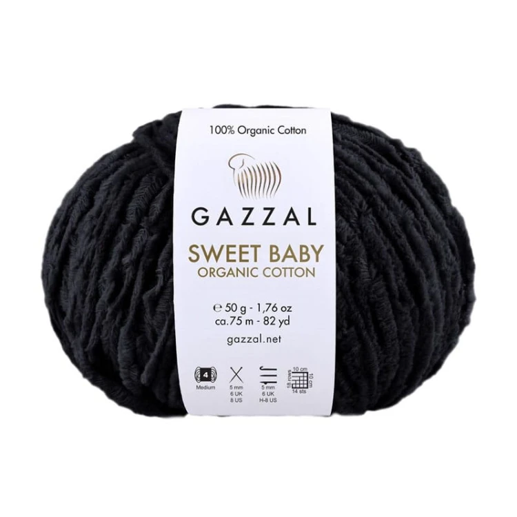 Włóczka Gazzal Sweet Baby Organic Cotton 2603 / czerń