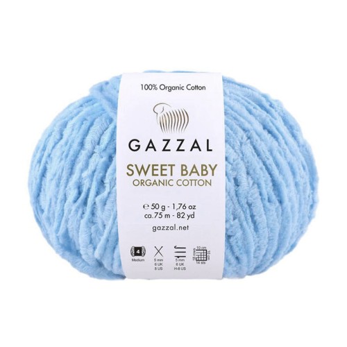 Włóczka Gazzal Sweet Baby Organic Cotton 2608 / niebieski