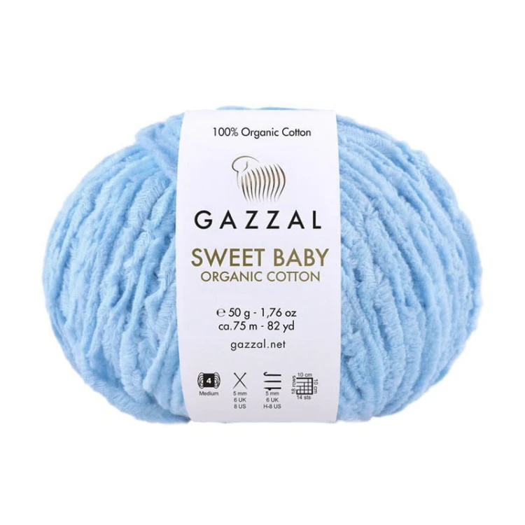Włóczka Gazzal Sweet Baby Organic Cotton 2608 / niebieski