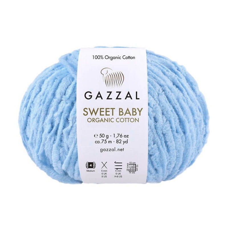 Włóczka Gazzal Sweet Baby Organic Cotton 2608 / niebieski
