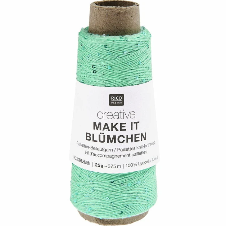 Włóczka / nić z cekinami Rico Design Creative Make It Blümchen 007 / turkus