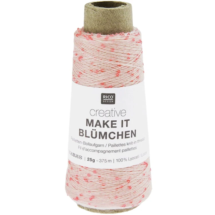 Włóczka / nić z cekinami Rico Design Creative Make It Blümchen 006 / jasny róż