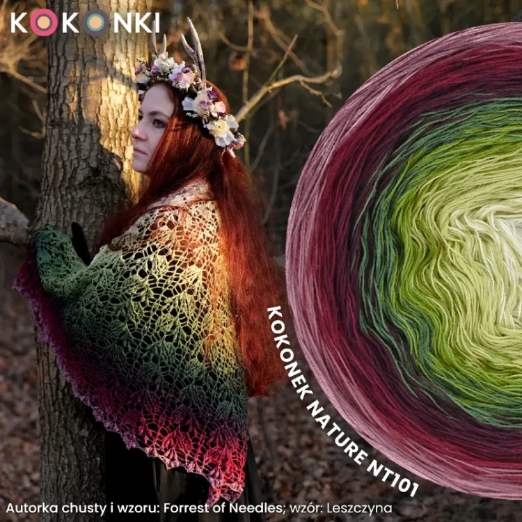 KOKONEK Nature NT101 Leszczyna - Blady fiolet/bordo/wino/jodła/pesto/wasabi/beza
