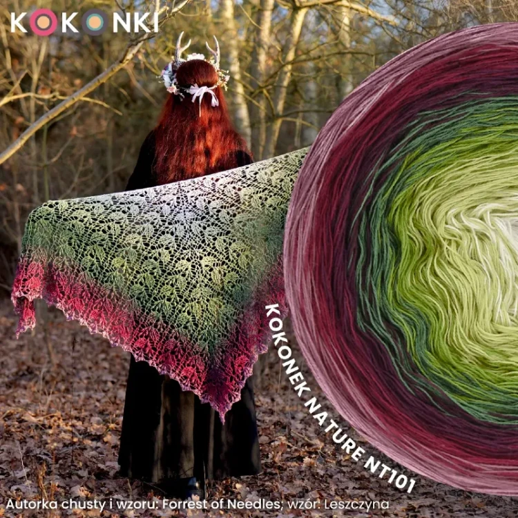 KOKONEK Nature NT101 Leszczyna - Blady fiolet/bordo/wino/jodła/pesto/wasabi/beza