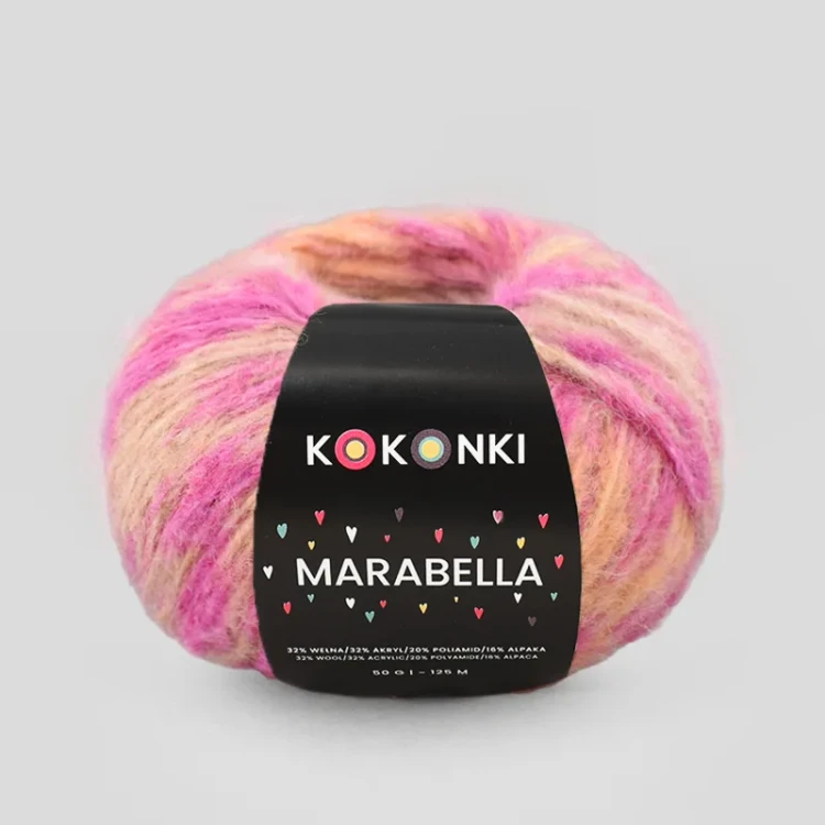 Włóczka KOKONKI Marabella M03 / tarta malinowa / ~125 m