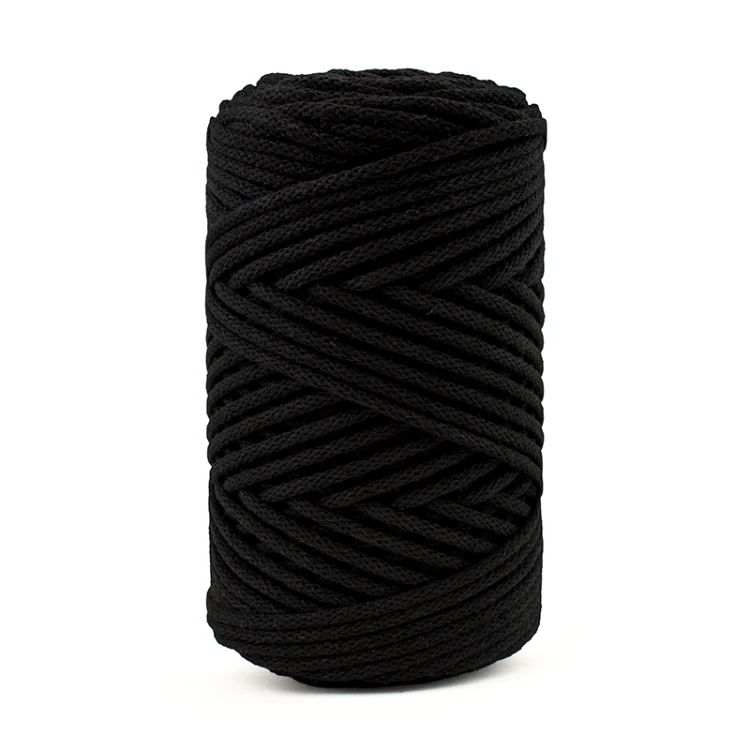 PREMIUM sznurek bawełniany by KOKONKI 3mm / rolka 100 m / 390 czerń