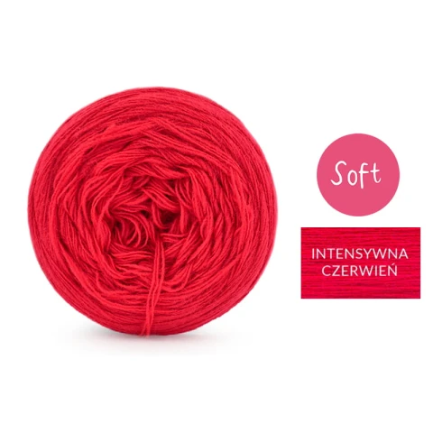 KOKONEK_Mono Soft jeden kolor - intensywna czerwień / 3 nitki / 1000m / 200 g - GOTOWY