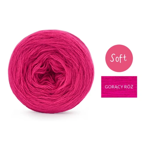KOKONEK_Mono Soft jeden kolor - gorący róż / 3 nitki / 1000m / 200 g - GOTOWY