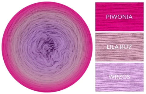 KOKONEK_Soft 315 - Piwonia/lila róż/wrzos / 3 nitki / 1500 m / 300 g - GOTOWY