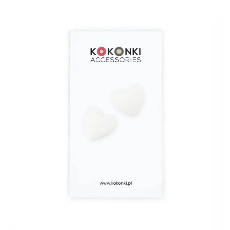Stopery do drutów Kokonki Accessories / serduszko / biel / 2 szt