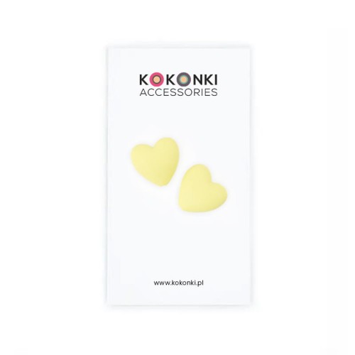 Stopery do drutów Kokonki Accessories / serduszko / cytrynowy / 2 szt