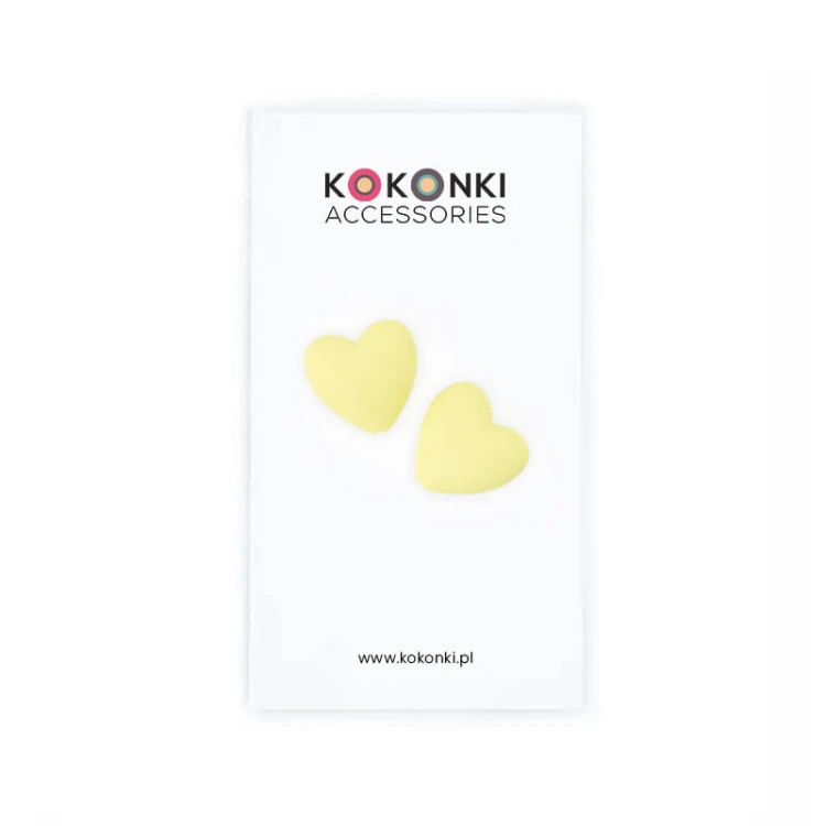 Stopery do drutów Kokonki Accessories / serduszko / cytrynowy / 2 szt