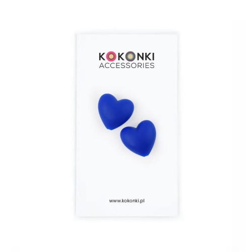 Stopery do drutów Kokonki Accessories / serduszko / chabrowy / 2 szt