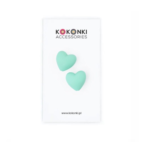 Stopery do drutów Kokonki Accessories / serduszko / mięta / 2 szt