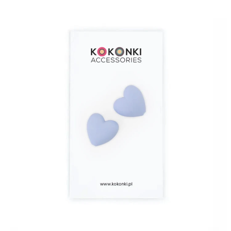 Stopery do drutów Kokonki Accessories / serduszko / błękit / 2 szt