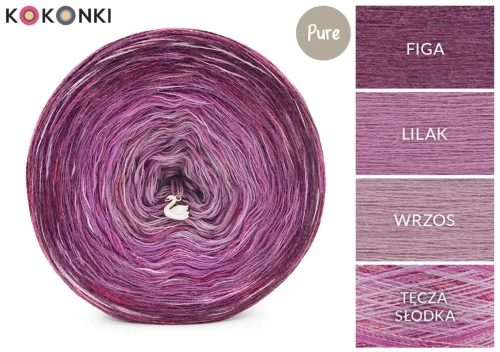 KOKONEK Pure Rare PR006 - Figa/lilak/wrzos + tęcza słodka (3 nitki + 1)