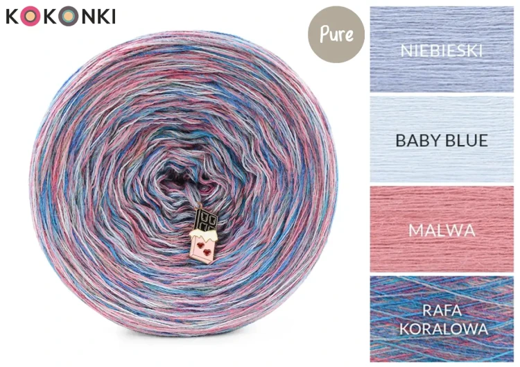 KOKONEK Pure Melanż PM001 - Niebieski/baby blue/malwa + tęcza rafa koralowa (3 nitki + 1)