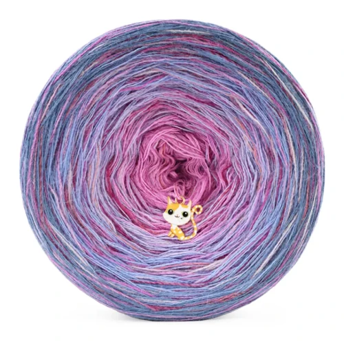 KOKONEK Rare Merino R200 - Szaroniebieski/jasny niebieski/lawenda/chłodny róż + tęcza słodka (3n + 1)
