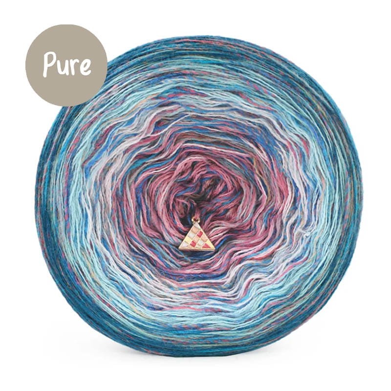 KOKONEK Pure Rare PR009 - Petrol/patyna/jasny róż/malwa + tęcza rafa koralowa (3 nitki + 1)