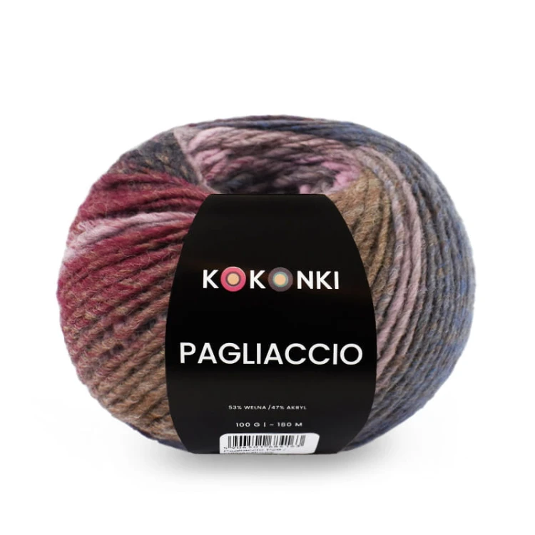 Włóczka KOKONKI Pagliaccio P17 / owoce leśne / ~180 m
