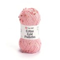 Włóczka z cekinami YarnArt Cotton Gold Paillettes 7108 / róż