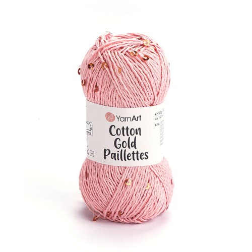 Włóczka z cekinami YarnArt Cotton Gold Paillettes 7108 / róż